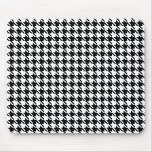 Elegantes klassisches Houndstooth-Muster Schwarz u Mousepad