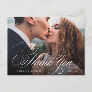 Elegantes klassisches Kalligrafie-Foto danke postc Postkarte