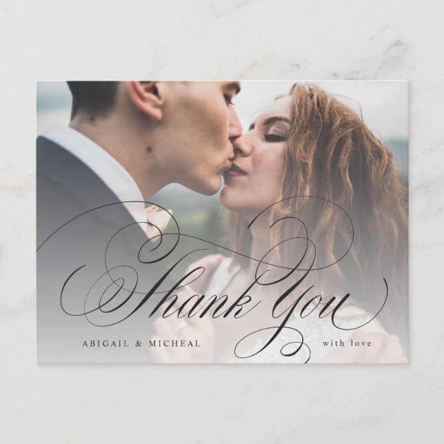 Elegantes klassisches Kalligrafie-Foto vielen Dank Postkarte (Vorderseite)