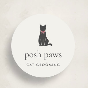 Elegantes klassisches Katzen-Pflege-Logo Klassisch Runder Aufkleber