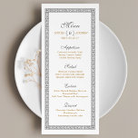 Elegantes klassisches klassisches Hochzeitsmenü Menükarte<br><div class="desc">Vintage Hochzeitskarte mit dekorativem rustikalen Vintagen Rahmen mit Monogramm in neutralem Grau und Goldfarben und einem Vintagen Muster auf der Rückseite,  elegant und klassisch,  ideal für Vintage Hochzeit,  klassische Hochzeit und altmodische Hochzeit! Alle passenden Teile in der Sammlung anzeigen</div>