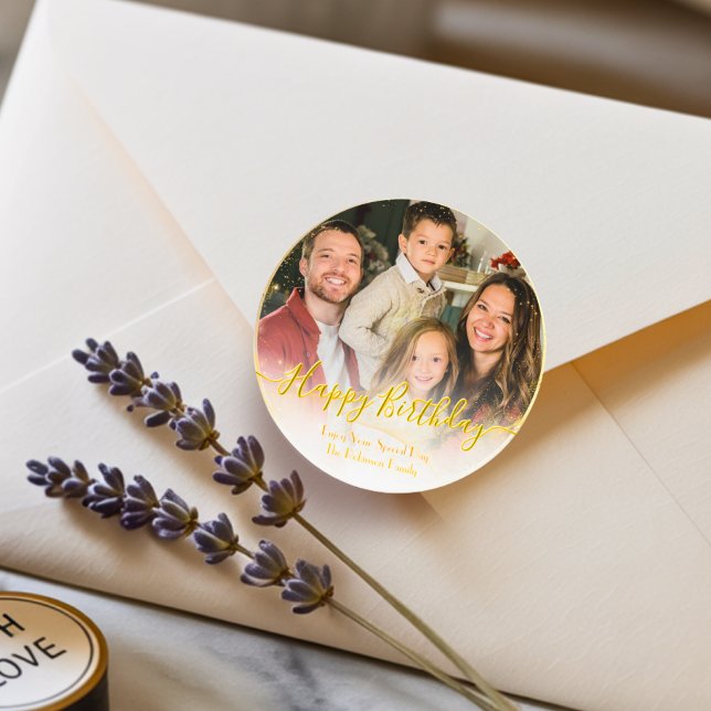 Elegantes klassisches, modernes Foto in Weiß und G Runder Aufkleber (Von Creator hochgeladen)