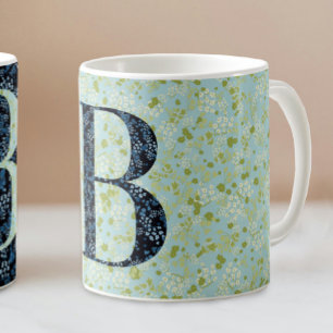 Elegantes, klassisches Monogramm B in Blau mit Phr Kaffeetasse
