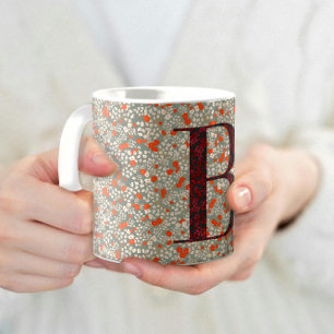 Elegantes, klassisches Monogramm B in Grün mit Phr Kaffeetasse