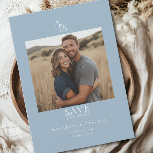 Elegantes, klassisches, Monogramm, Blau, Hochzeit  Save The Date
