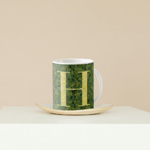 Elegantes, klassisches Monogramm H in grün mit Phr Kaffeetasse