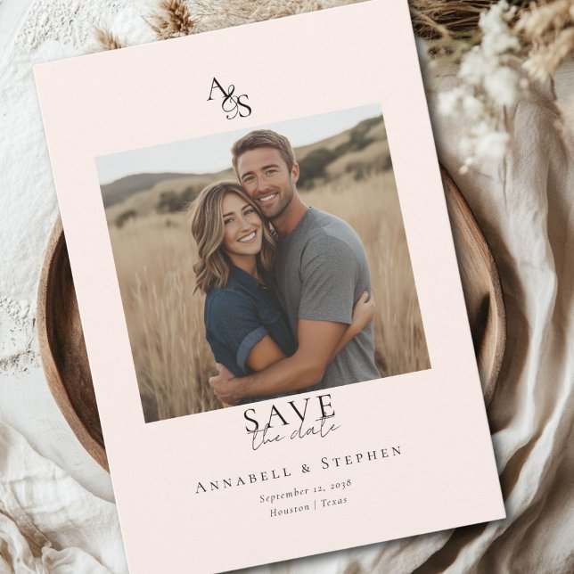 Elegantes, klassisches, Monogramm, Hochzeit-1-Foto Save The Date (Elegant, Classic, Monogram, Wedding 1 Photo Save The Date Card.)