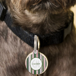 Elegantes, klassisches Monogramm mit grünem Streif Haustiermarke
