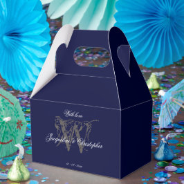 Elegantes klassisches Monogramm & Names Navy Blue Geschenkschachtel