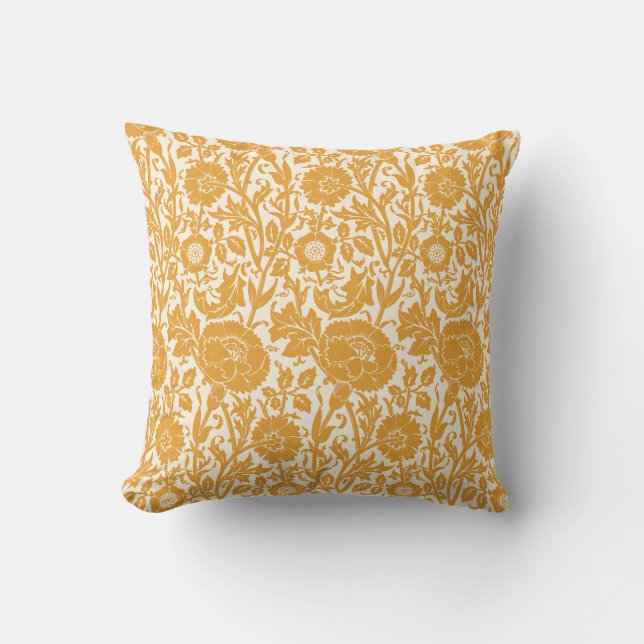 Elegantes klassisches Mustard Yellow Floral Muster Kissen (Vorderseite)