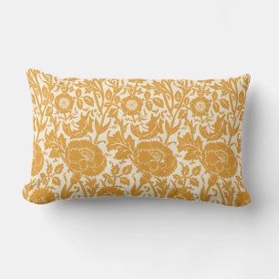 Elegantes klassisches Mustard Yellow Floral Muster Lendenkissen