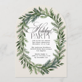 Elegantes klassisches Pine Wreath Party Arch Einladung