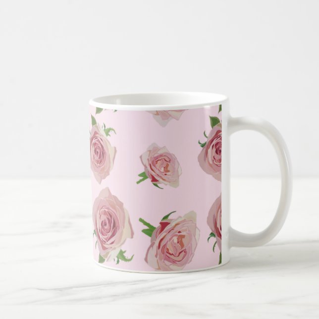 Elegantes klassisches Rosenmuster Blume Tasse (Rechts)