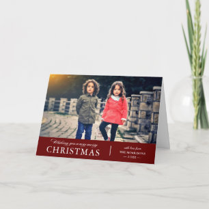 Elegantes klassisches Rot sehr frohe Weihnachtsges Feiertagskarte