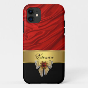 Elegantes, klassisches rotes, goldenes, schwarzes  Case-Mate iPhone hülle