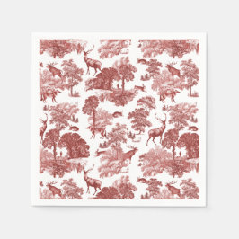 Elegantes, klassisches Rotwein-Toile-Deer-Muster Serviette