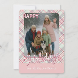 Elegantes klassisches rustikales Kariertes Muster Feiertagskarte