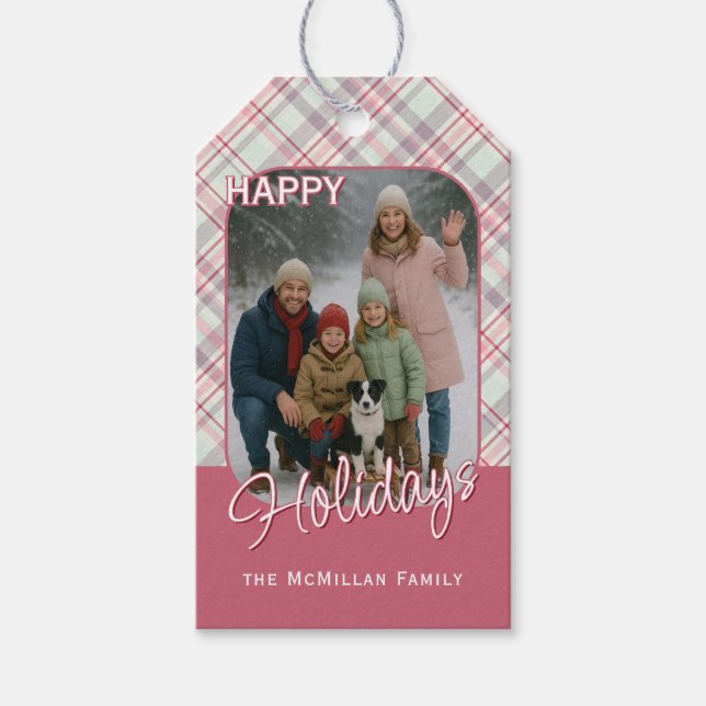 Elegantes klassisches rustikales Kariertes Muster Geschenkanhänger (Vorderseite)