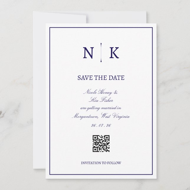 Elegantes klassisches "Save the Date" Save The Date (Vorderseite)