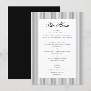 Elegantes klassisches Schwarz-weißes Hochzeitsesse Menükarte