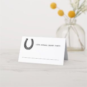 Elegantes Klassisches Schwarz-weißes Pferderennen Platzkarte