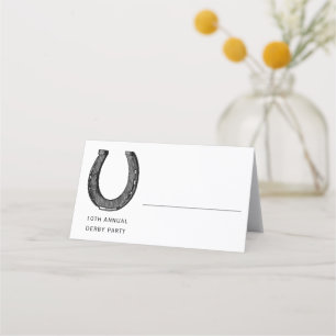 Elegantes Klassisches Schwarz-weißes Pferderennen Platzkarte