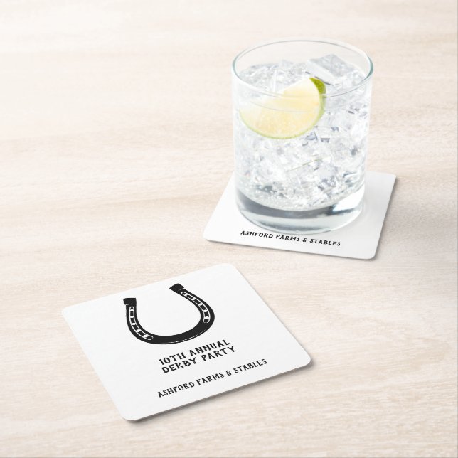 Elegantes Klassisches Schwarz-weißes Pferderennen  Rechteckiger Pappuntersetzer (Vor Ort)