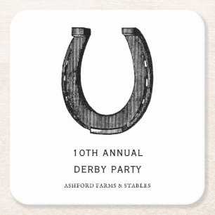 Elegantes Klassisches Schwarz-weißes Pferderennen  Rechteckiger Pappuntersetzer