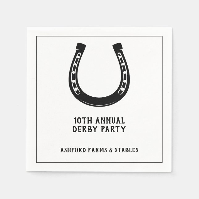 Elegantes Klassisches Schwarz-weißes Pferderennen  Serviette (Vorderseite)