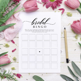 Elegantes klassisches Script-Brautparty Bingo Game Einladung