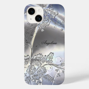 Elegantes, klassisches Silber-Metall mit Blumendes Case-Mate iPhone 14 Hülle