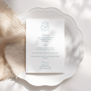 Elegantes klassisches Skript staubblaues Hochzeit Menükarte