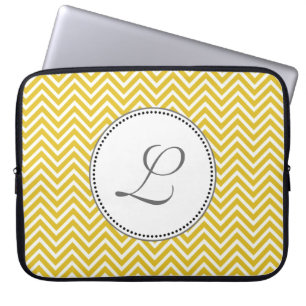 Elegantes, klassisches sonnengelbes Chevron-Zickza Laptopschutzhülle
