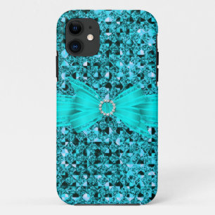 Elegantes, klassisches Teal Blau silberner Glitter Case-Mate iPhone Hülle