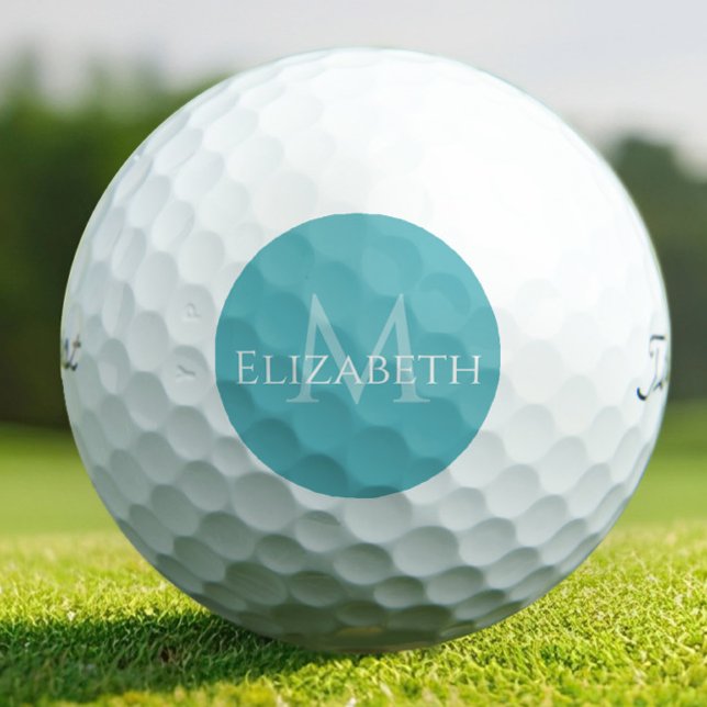 Elegantes klassisches Teal-Monogramm-Namenspersona Golfball (Teal Monogram Golf Balls – Fresh, Personalized Style with a Modern Edge)