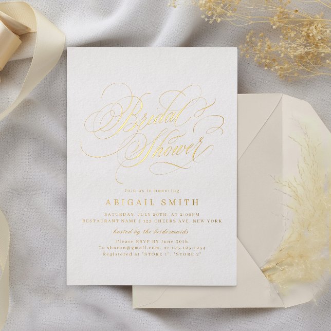 Elegantes klassisches Vintages Brautparty Folieneinladung (Elegant classic calligraphy vintage Bridal Shower Foil Invitation)