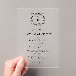 Elegantes klassisches Wappen-Monogramm Hochzeit Acryleinladungen