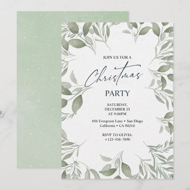 Elegantes klassisches Weihnachtsfest Einladung (Vorne/Hinten)