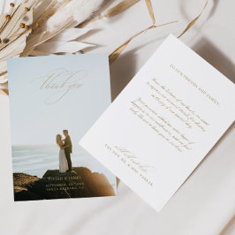 Elegantes klassisches White Wedding Couple Foto Dankeskarte