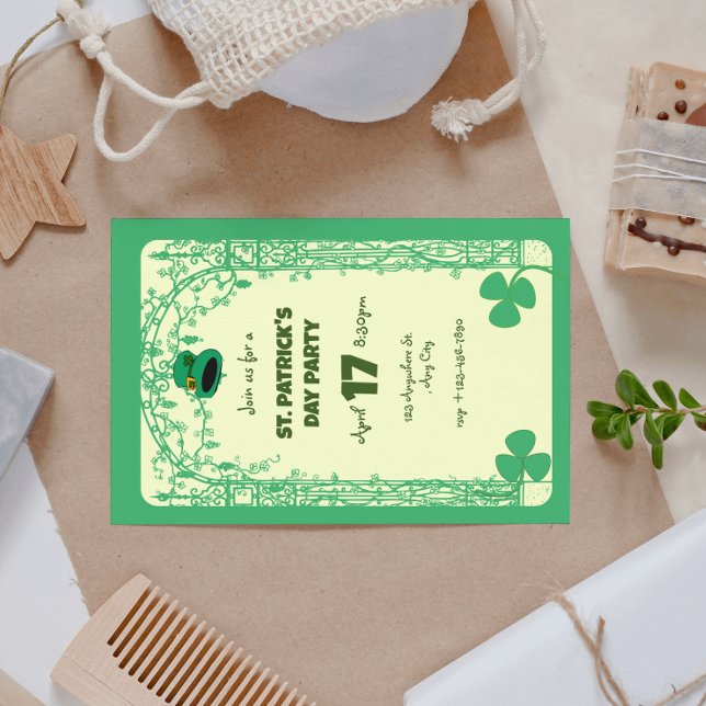 Elegantes Kleeblatt Dekoration Rahmen St. Patricks Einladung (Elegant Shamrock Decoration Frame St. Patrick's Day Invitation
)