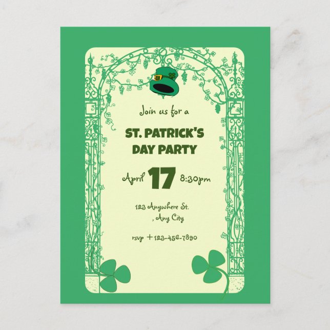 Elegantes Kleeblatt Dekoration Rahmen St. Patricks Postkarte (Vorderseite)