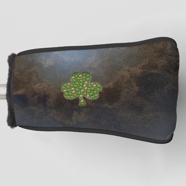 Elegantes Kleeblatt, Klee, Lederlook Golf Headcover (Vorderseite)