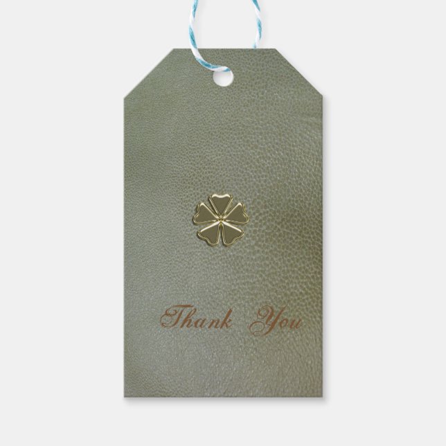 Elegantes Kleeblatt St.Patrick`s Day, Grünleder Geschenkanhänger (Vorderseite)