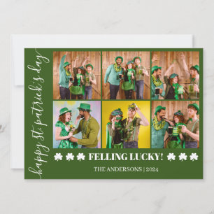 Elegantes Kleeblatt St. Patrick's Day Familienfoto Feiertagskarte