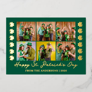 Elegantes Kleeblatt St. Patrick's Day Familienfoto Folien Feiertagskarte