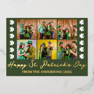 Elegantes Kleeblatt St. Patrick's Day Family Foto Folien Feiertagskarte