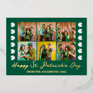 Elegantes Kleeblatt St Patricks Day Foto Folien Feiertagskarte