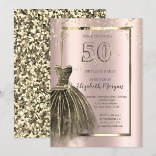 Elegantes Kleid Goldene Pailletten Roségold 50. Ge Einladung