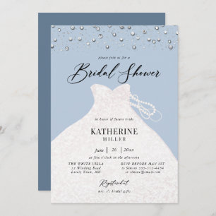 Elegantes Kleid in Pearls Dusty Blue Brautparty Einladung