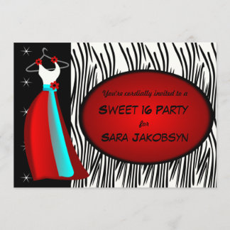 Elegantes Kleid mit Zebra-Druck-Party Einladung